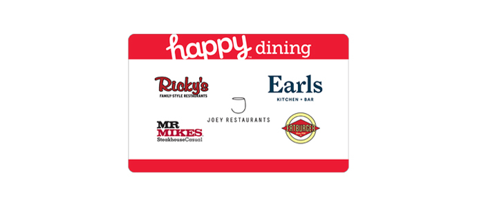 NOUVELLE RÉCOMPENSE | CARTE PRÉPAYÉE PHYSIQUE HAPPY DINING *WEST* DE 20$
