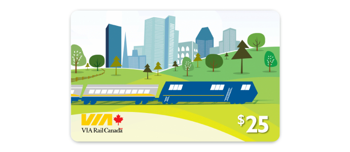 JUILLET 2022 | Tirage de 2 cartes-cadeaux VIA Rail de 25$
