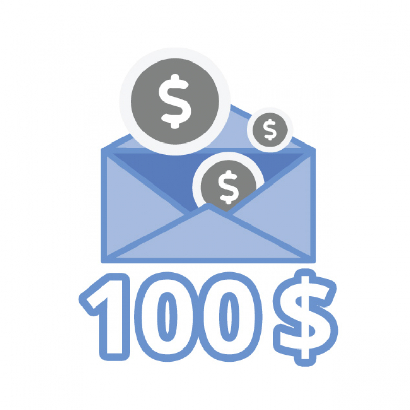 100$ en argent comptant